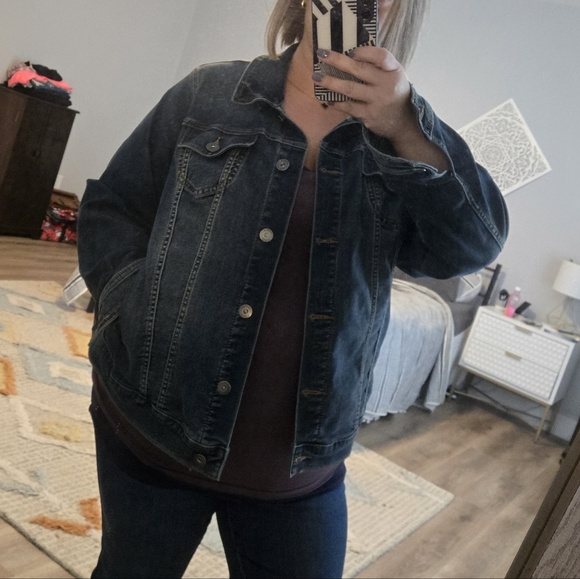 Torrid Dark Blue Denim Jacket - Classic Women's Jean Jacket - Picture 2 of 5